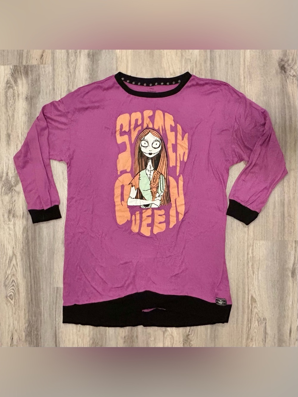 Nightmare Before Christmas Sally Scream Queen Purple Sleep Sweater Top Size XL